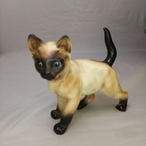 Vintage Lefton Chocolate Point Siamese Cat Ceramic Figurine H2372 Japan